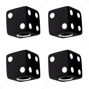 Black Dice Valve Caps With White Dots (Set of 4)