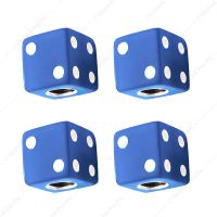Blue Dice Valve Caps With White Dots (Set of 4)