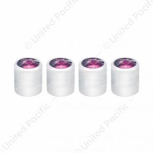 Chrome Round Valve Caps With Purple Crystal (4-Pack)