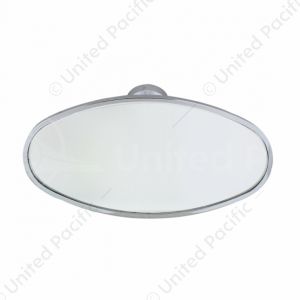 Oval Chrome Plated Aluminum Interior Rear View Mirror With Glue-On Mount
