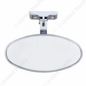 Oval Chrome Plated Aluminum Interior Rear View Mirror With Screw-On Mount