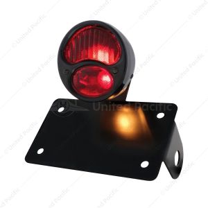 Black 1928 Ford Model A Style Tail Light Assembly With Horizontal Mounting Bracket For Motorcycle