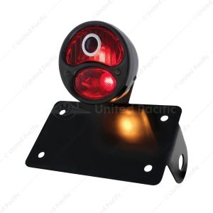 Black 1928 DUO Lamp & Blue Dot Style Tail Light Assembly With Horizontal Mounting Bracket For Motorc
