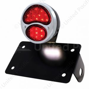 SS & Black Housing 1928 Ford Style LED Tail Light Assembly With Horizontal Mounting Bracket For Moto