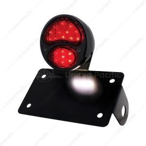 Black 1928 Ford Model A Style LED Tail Light Assembly With Horizontal Mounting Bracket For Motorcycl