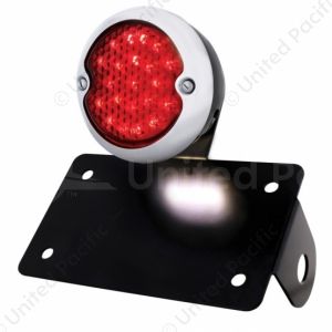 SS & Black Housing 1933 Ford Style LED Tail Light Assembly With Horizontal Mounting Bracket For Moto