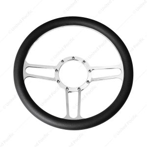 14" Chrome Aluminum 3-Spoke Style 9-Screw Mount "Competition Series" Steering Wheel