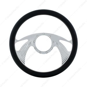 14" Chrome Aluminum Scorpion Style Steering Wheel With Black Engineered Leather Grip