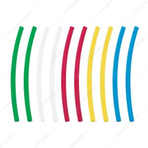 Assorted 3/16" Blue,Clear,Green,Red,Yellow Heat Shrink Tubing, 4" Long (10-Pack)