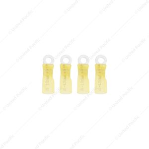 12-10 AWG #8 Stud CS Heat Shrink Ring Terminal - Yellow (4-Pack)