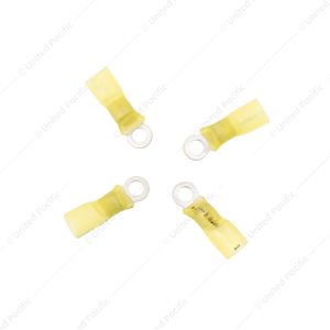 12-10 AWG #10 Stud CS Heat Shrink Ring Terminal - Yellow (4-Pack)