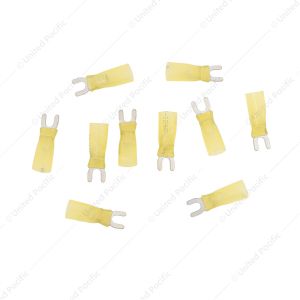 12-10 AWG #8 Stud CS Heat Shrink Spade Terminal - Yellow (10-Pack)
