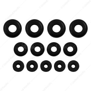 1/4",5/16",3/8" Mounting Holes Black Vinyl Grommets (13-Pack)