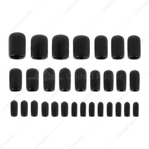 1/8" thru 1/2" Assorted Black Vinyl Vaccum Caps (30-Pack)