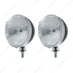 7" Dietz Style Headlight Housing Assembly with 12 Volt H6024 Halogen Seal Beam Bulb (Pair)