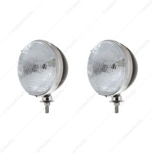 7" Dietz Style Headlight Housing With 12 Volt 6014 Seal Beam Bulb (Pair)