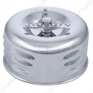 4" Round Louvered Air Cleaner With 3-Wing Screw For Carburetors With 2-5/8" Neck-Chrome