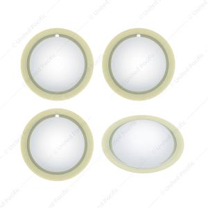 14" Chrome Plastic Baby Moon Hubcaps With Simulated White Wall (4/Set)