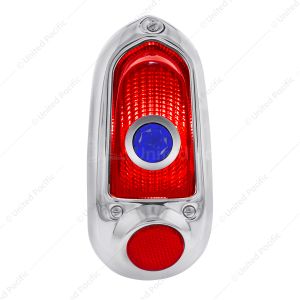 Tail Light Assembly With Stainless Steel Housing & Blue Dot For 1949-50 Chevy Passenger Car - L/H