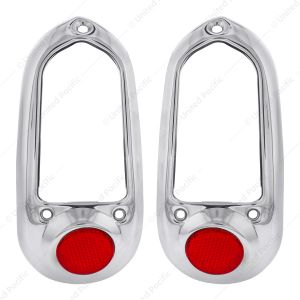 Stainless Steel Tail Light Bezel With Red Reflector For 1949-50 Chevy Passenger Car