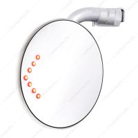 4" Curved Arm Peep Mirror With Convex Mirror Glass And LED Turn Signal