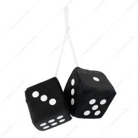 3" X 3" Classic Fuzzy Dice, Black (Pair)
