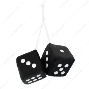3" X 3" Classic Fuzzy Dice, Black (Pair)