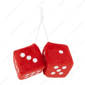 3" X 3" Classic Fuzzy Dice, Red (Pair)