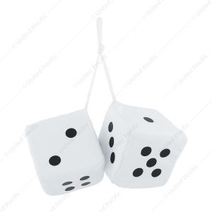 3" X 3" Classic Fuzzy Dice, White (Pair)