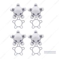 Chrome 5 on 4-3/4" Vintage Spider Wheel Hub Cover Set