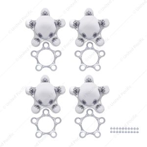 Chrome 5 on 4-3/4" Vintage Spider Wheel Hub Cover Set
