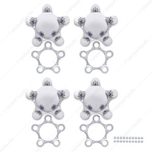 Chrome 5 on 5-1/2" Vintage Spider Wheel Hub Cover Set