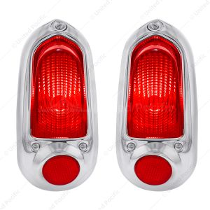 12V Tail Light With Stainless Steel Bezel For 1949-50 Chevy Passenger Car (Pair)