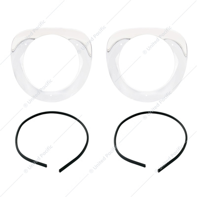 Chrome Headlight Bezels With Seals For 1955-57 Chevy Truck (Pair)