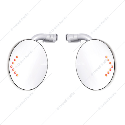 4" Curved Arm Peep Mirror Bundle With Convex Mirror Glass & LED Turn Signal (Pair)