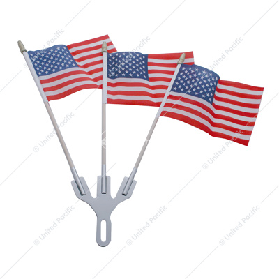 Stainless Steel Flag Holder With 3 U.S.A. Flags