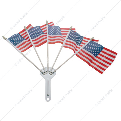 Stainless Steel Flag Holder With 5 U.S.A. Flags
