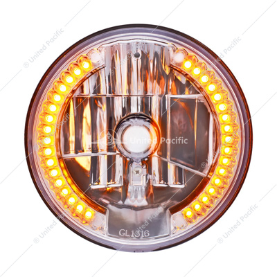 ULTRALIT - 7" Crystal Headlight With 34 Amber LED Position Light