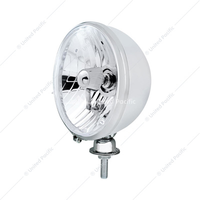 7" Chrome Kingbee Style 12V Headlight With H4 Crystal Halogen Bulbs (Pair)