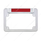 Chrome Motorcycle License Plate Frame With 3rd Brake Light - Red LED/Red Lens