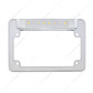 Chrome Motorcycle License Plate Frame With Back-Up Light - White LED/Clears Lens